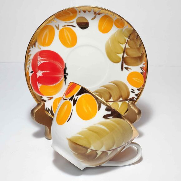 Lomonosov Teacup and Saucer Harvest Vintage - Picture 3 of 10